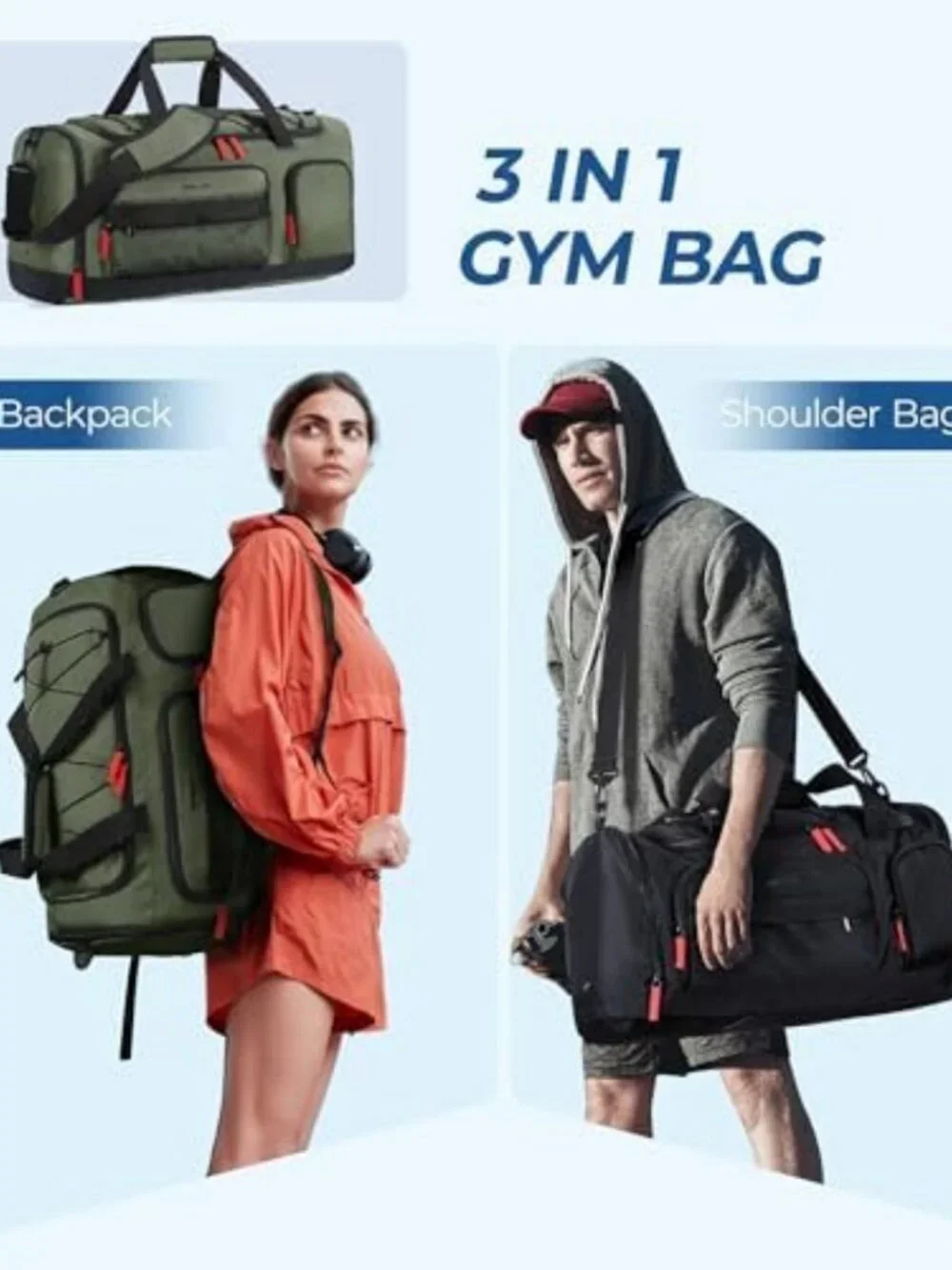 Versatile Gym Bag for Men | Athletic Sports Backpack & Travel Duffel for Hiking